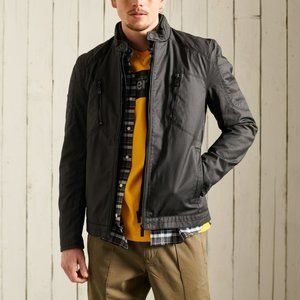 Superdry Black Carbon Biker Jacket 3XL (Fits like 2XL) BNWT